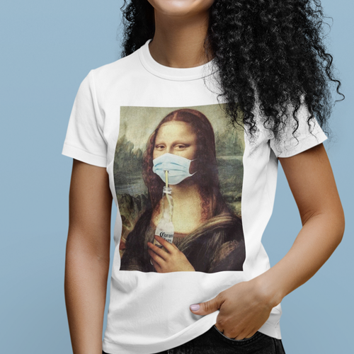 Футболка женская с принтом Mona Lisa corona
