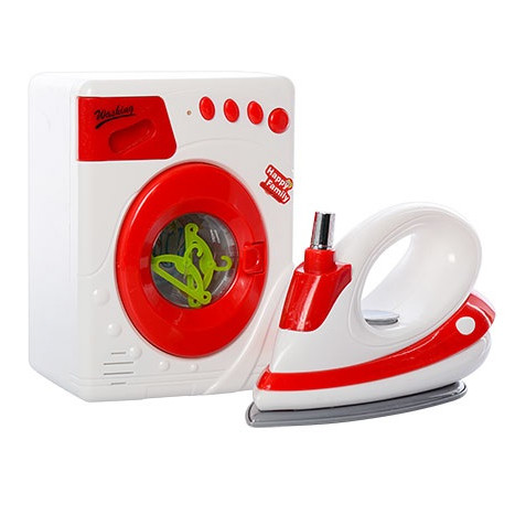 Детский игровой набор бытовой техники стиральная машина и утюг LS8233K, набор прачечная и глажка для девочек - фото 3 - id-p1469424459