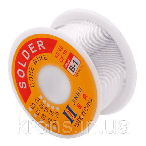 Припій для паяння ПІС 63, 0.3мм з флюсом, котушка 100г JINHU, фото 1