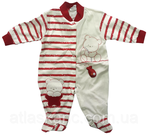 Комбінезон Bebelina р.56-62 махра, кремовий із рибкою 12397, фото 1