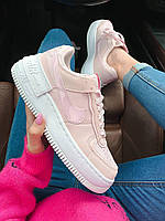Женские кроссовки Nike Air Force 1 Shadow Кожаные Розовые Люкс
