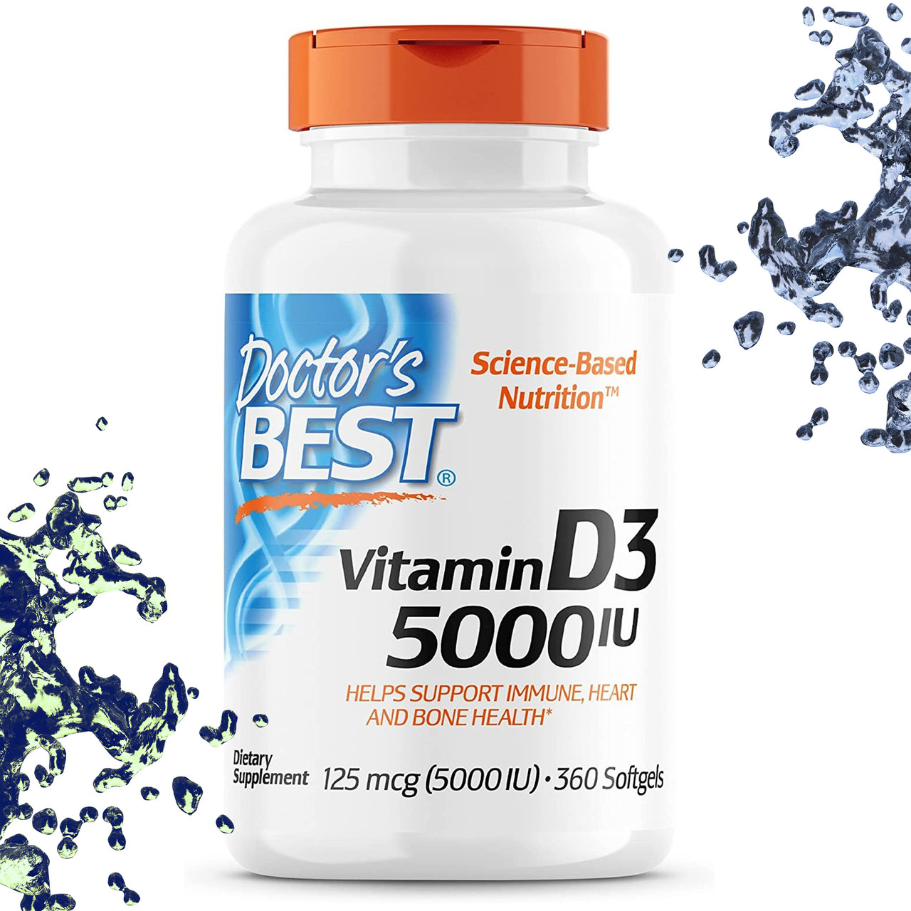 Вітамін Д3 Doctor's s Best Vitamin D3 5000 IU (125 мкг) 360 гелевих капсул, фото 1
