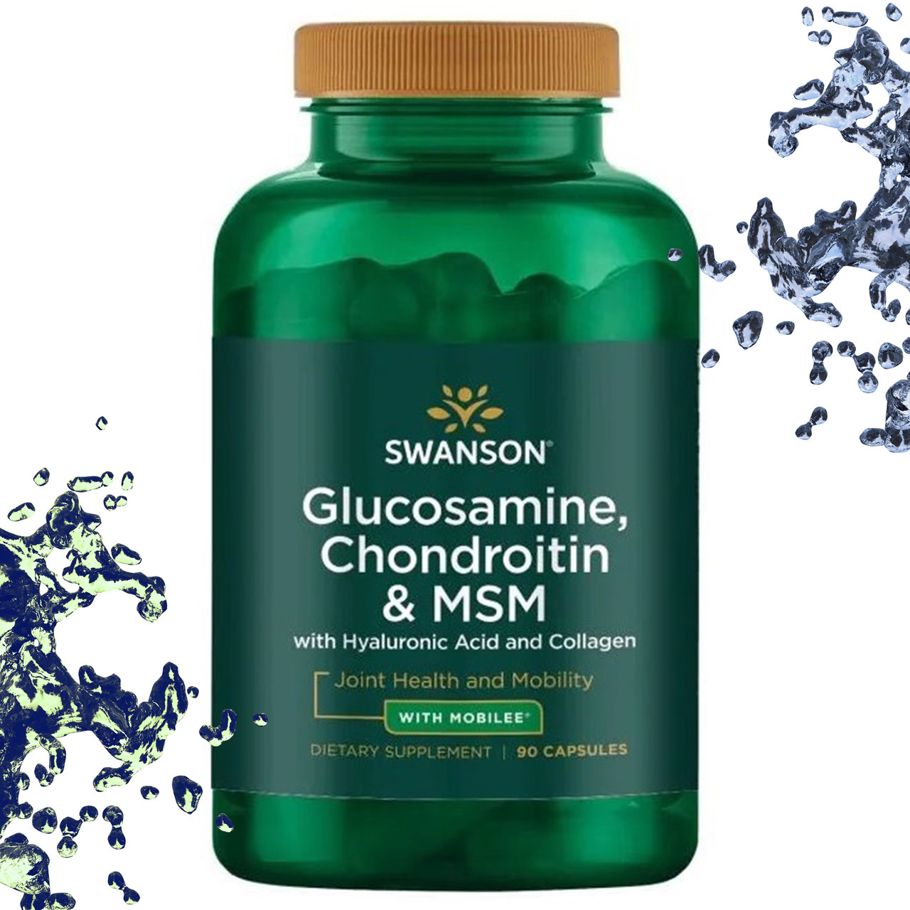 Хондропротектор Swanson Glucosamine, Chondroitin & MSM з Гіалуронової кислотою і Колагеном 90 капсул