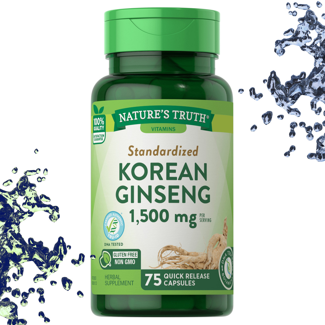 Корейська Женьшень Nature's Truth Korean Ginseng 1500 мг на порцію 75 капсул, фото 1