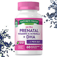Вітаміни для вагітних Nature's Truth Prenatal Vitamin & Mineral Formula + DHA (з Залізом) 60 гелевих капсул