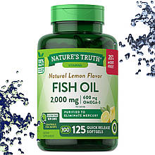 Риб'ячий жир Nature's Truth Fish Oil 1000 мг (300 мг Omega-3) Лимонний смак 125 гелевих капсул