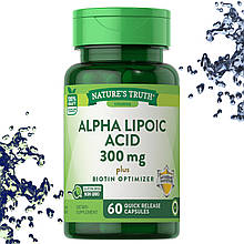 Альфа-ліпоєва кислота + Біотин Nature's Truth Alpha Lipoic Acid 300 mg plus Biotin 60 капсул