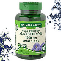 Лляна олія Nature's Truth Flaxseed Oil 1000 мг Omega 3, 6 & 9, 90 гелtвих капсул (терміни до 05.2024)