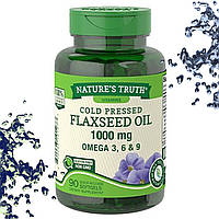 Лляна олія Nature's Truth Flaxseed Oil 1000 мг Omega 3, 6 & 9, 90 гелевих капсул