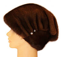 норковая шапка "Бритни, пуговица " цвет орех