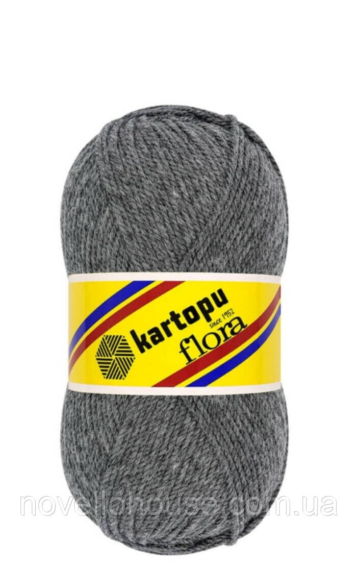 Kartopu FLORA (Картопу Флора) № 1003 сірий (Пряжа 100% акрил, нитки для в'язання)