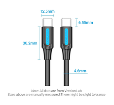 Кабель Type-C-Type-C Vention TPE Round PD 100W 5A 480Mbps 0.5m Black (COTBD), фото 5
