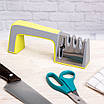 Точилка для ножів та ножиць кухонна LOSSO Premium WS-04, заточка ножів жовта, фото 6