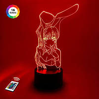 3D-нічник "Майі Сакурадзима" (ВОЛІЧНЕ ЗОБРАЖЕННЯ)+ пульт ДК + мережевий адаптер + батарейки (3АА) 3DTOYSLAMP