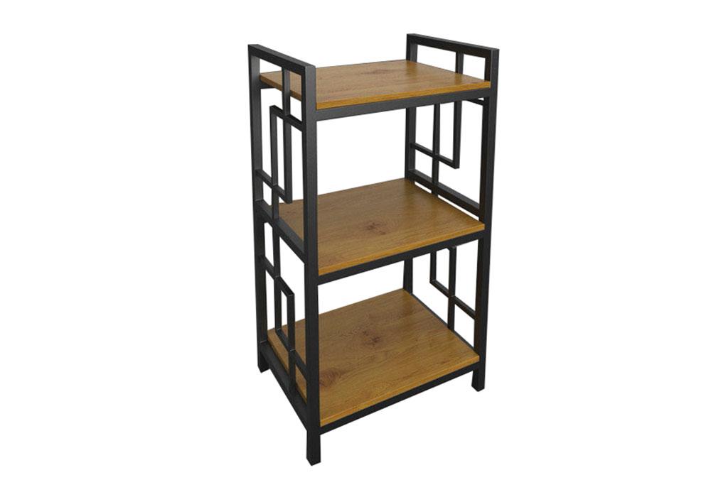Стелаж Брайтон на три полиці метал чорний оксамит ДСП Файрвуд (Tenero TM)