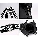 Спортивна Сумка дорожня для фітнесу, подорожей. Сумка жіноча нейлонова дорожня (чорна), фото 7