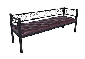 Банкетка Грін Трик метал чорний оксамит сидіння екошкіра 500*800 мм (Tenero TM) 500х1400 мм, кований метал