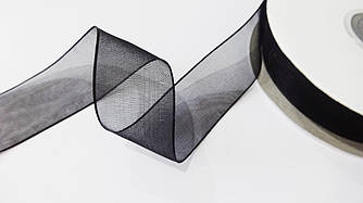 Стрічка органза 25 мм чорна