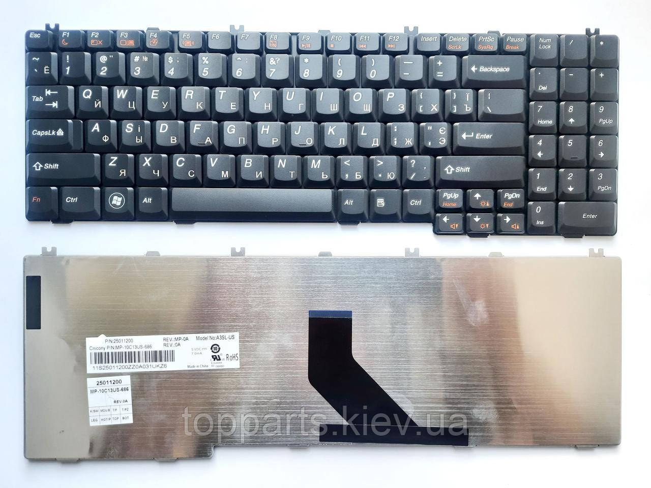 Клавіатура для ноутбуків Lenovo IdeaPad G550, G555, B550, B560, V560 Series черная UA/RU/US