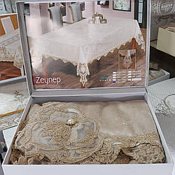 Скатертина бархатна прямокутна  Zeynep 160*350 см