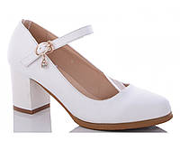 Белые свадебные матовые туфли средний каблук ремешок 37 39 41 размер