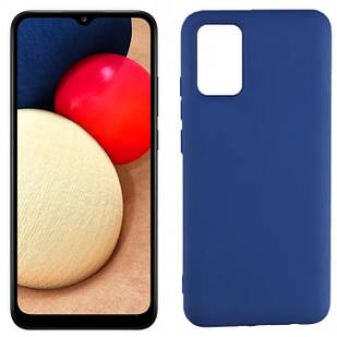 Чехол Silicone Case Full для Samsung A02s (A025) Blue