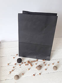 Крафт пакет кольоровий упаковочний 210*115*280 мм чорний з дном