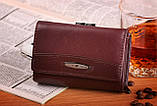 Жіночий шкіряний гаманець бордовий, фото 2