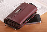 Жіночий шкіряний гаманець бордовий, фото 5