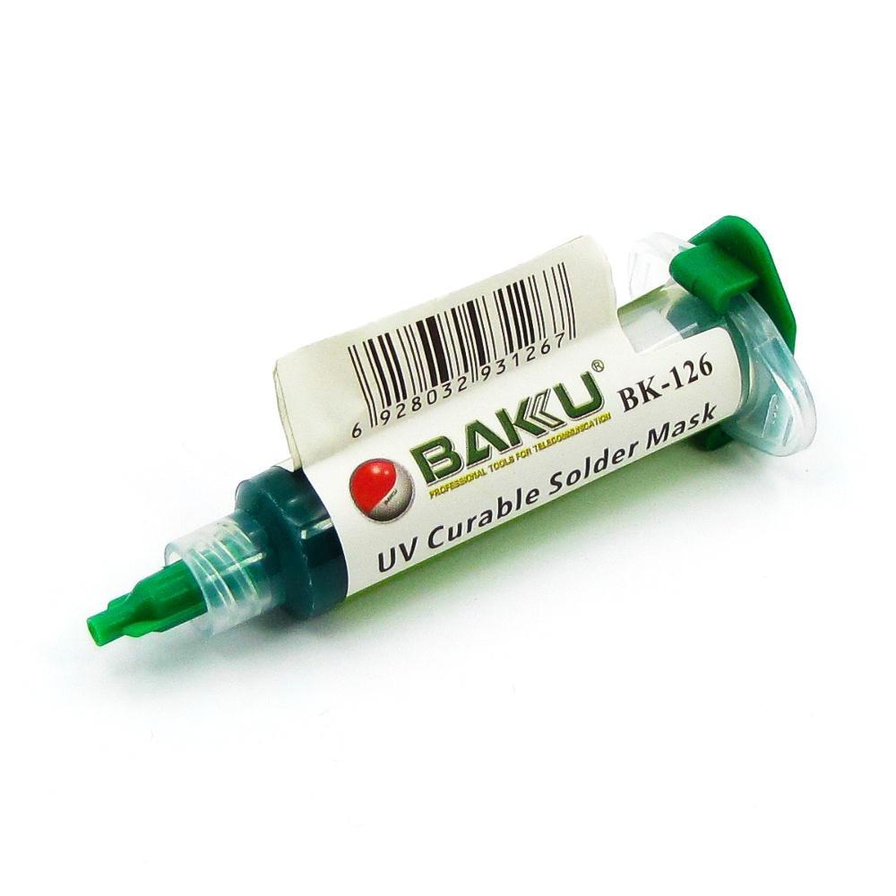 DR Лак ізоляційний Baku BA-126, у шприці, 8 г (UV Curable Solder Mask for PCB), фото 1