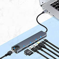 Хаб USB C Type c to RJ45 HDMI Type c USB TF SD 8 in 1