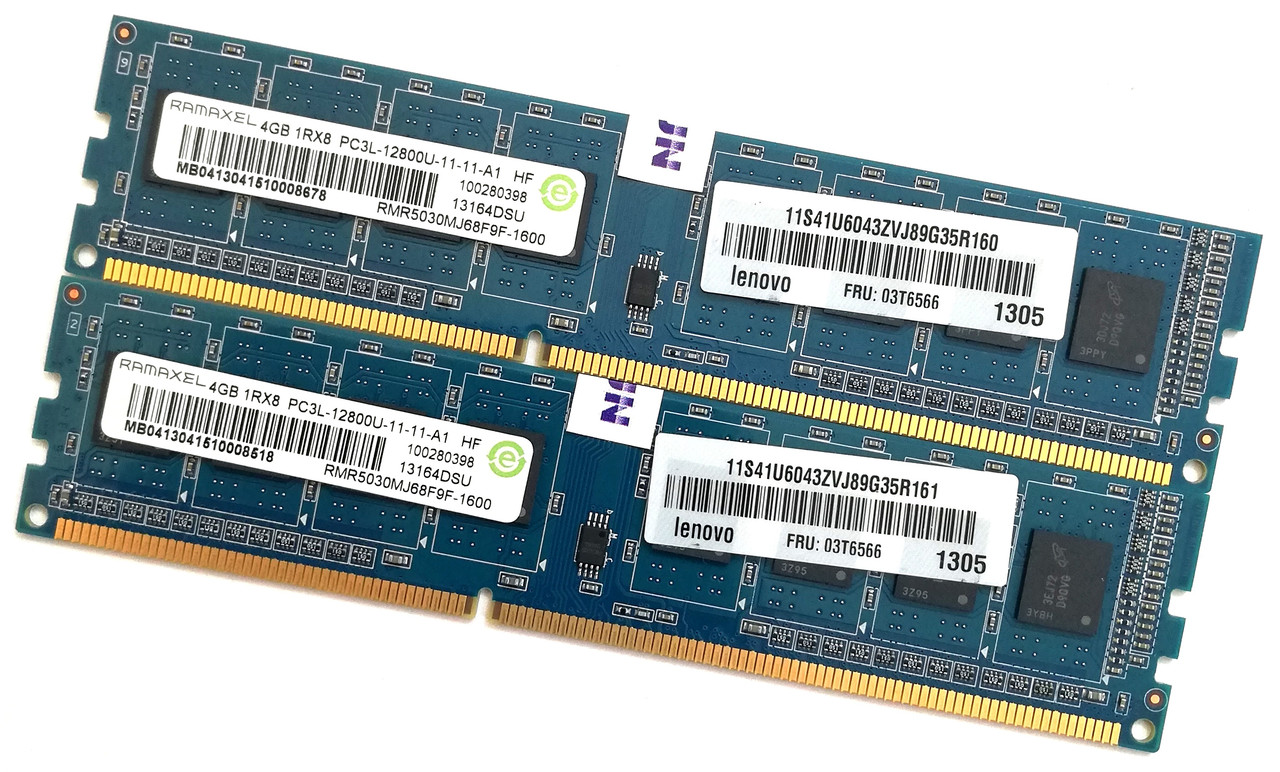 Пара оперативної пам'яті Ramaxel DDR3L 8Gb (4Gb+4Gb) 1600MHz PC3L-12800U 2Rx8 CL11 (RMR5030MJ68F9F-1600) Б/У