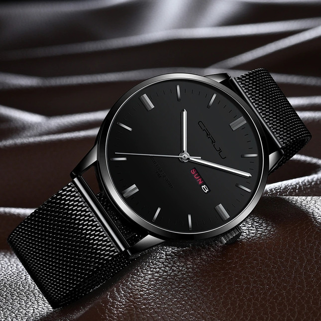 Мужские ультратонкие часы Crrju Minimal с толщиной 8 мм - фото 4 - id-p1469717135