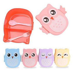 Ланчбокс дитячий 900 мл харчовий контейнер для їжі Сова