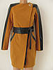 Жіноче пальто кашемірове вставки еко-шкіра приталеного силуету осінь-весна, розмір S, фото 2