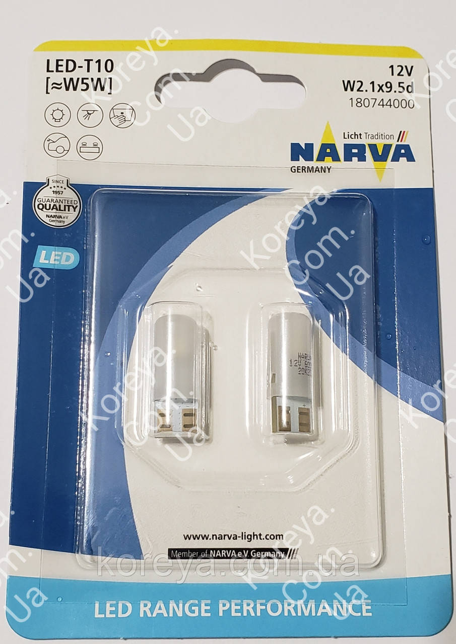 Світлодіодна LED LED LED LED-лампа Narva Range Power цоколь T10 W5W, світло 6000 К, 180744000 (2 шт.). ОРИГИНАЛ