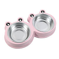 Миска Taotaopets Frog 135501 Pink тарелка для котов и собак двойная 36*20*5,5 см