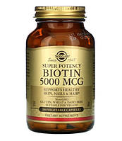 Біотин Solgar Biotin 5000 mcg 100 капсул вітамін Б7