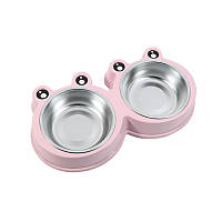 Миска Taotaopets Frog 135501 Pink тарелка для котов и собак двойная 27,5*15*4 см 5шт