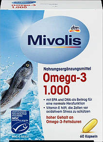 Капсули Омега-3 1000 мг. Міволіс Mivolis Omega-3 1000 mg. Риб'ячий жир морських риб