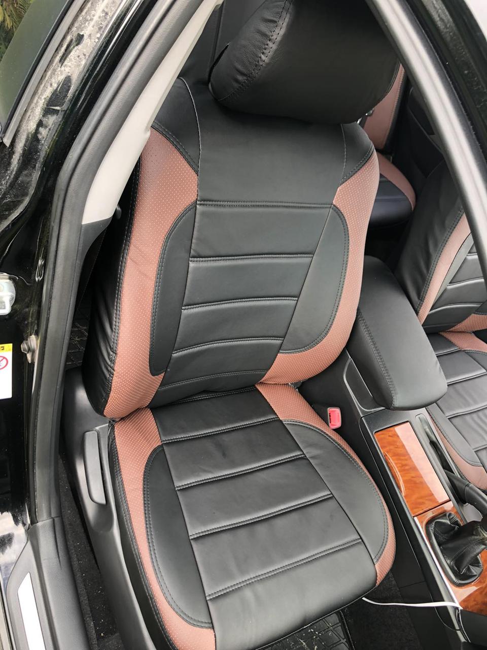 Чохли на Renault Clio (Рено Кліо) 2002 - ... р (модельні, MAX-L, з екошкіри) Чорно-коричневий