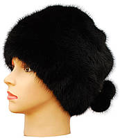 Норкова жіноча шапка "Барбі на трикотажі" колір чорний