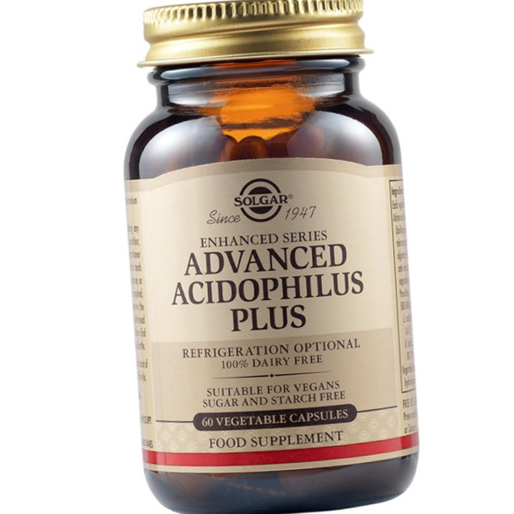 Для мікрофлори кишечника Solgar Advanced Acidophilus Plus 60 капсул