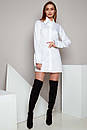Молодіжна довга біла блуза сорочка з бавовни Ніда 42 44 46 48 розміри, фото 4