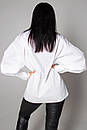 Молодіжна широка біла блуза сорочка з бавовни Ені 42 44 46 48 розміри, фото 8