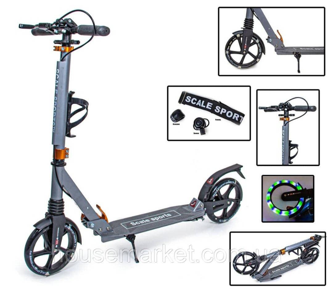 Самокат Scale Sports SS-20 з ручним гальмом зі світними колесами - фото 1 - id-p1466363809