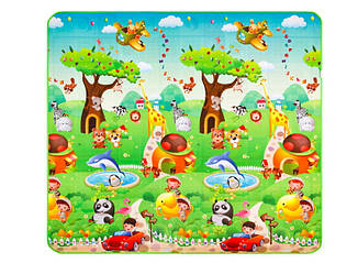 Дитячий двосторонній килимок зоопарк /англійський алфавіт 150х180х1 см