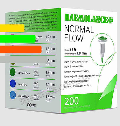 Ланцети HAEMOLANCE Plus NORMAL FLOW голка 21G (1,8 мм) — Гемоланс, фото 1
