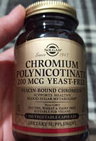 Хром (Полиникотинат) Solgar Chromium Polynicotinate 200 mcg 100 капсул