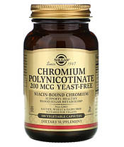 Хром (Полінікотінат) Solgar Chromium Polynicotinate 200 mcg 100 капсул, фото 3